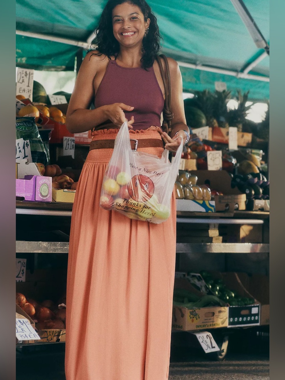 By Anthropologie Sheer Smocked Maxi Skirt